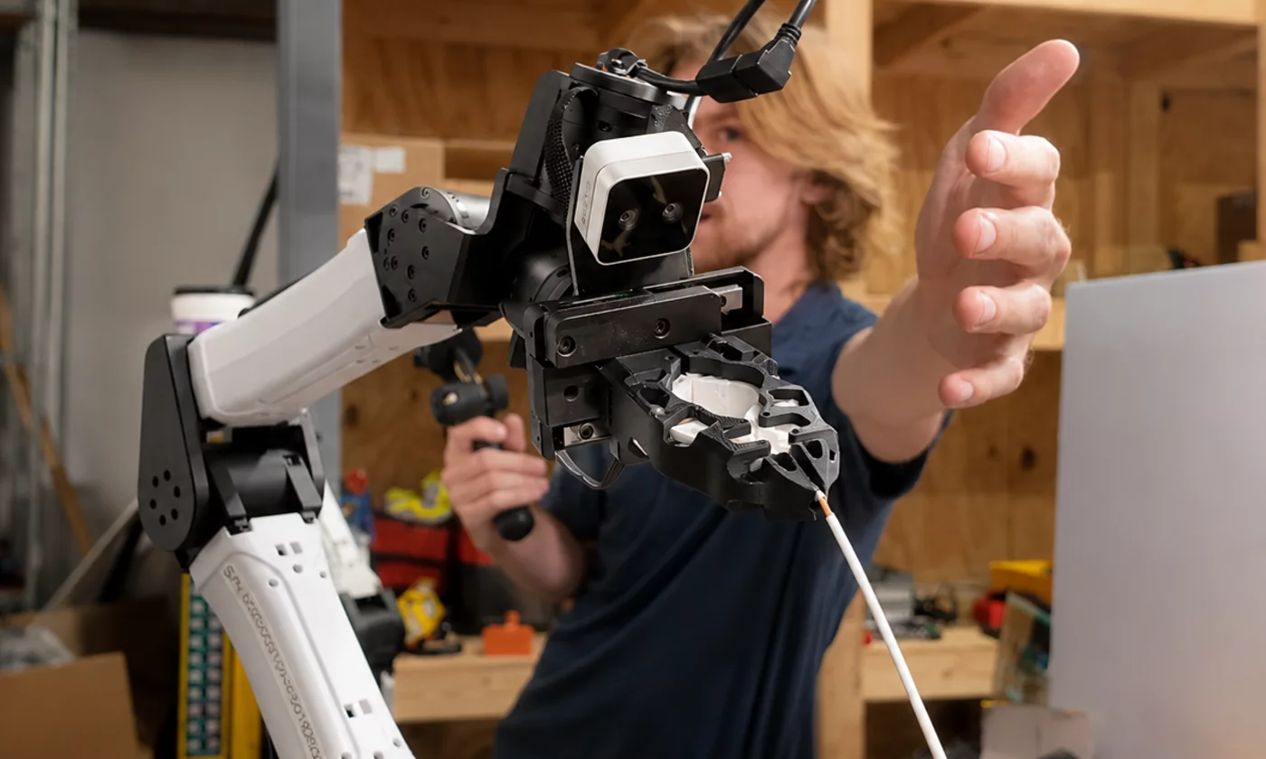 Robotic gripper making contact, sensing touch
